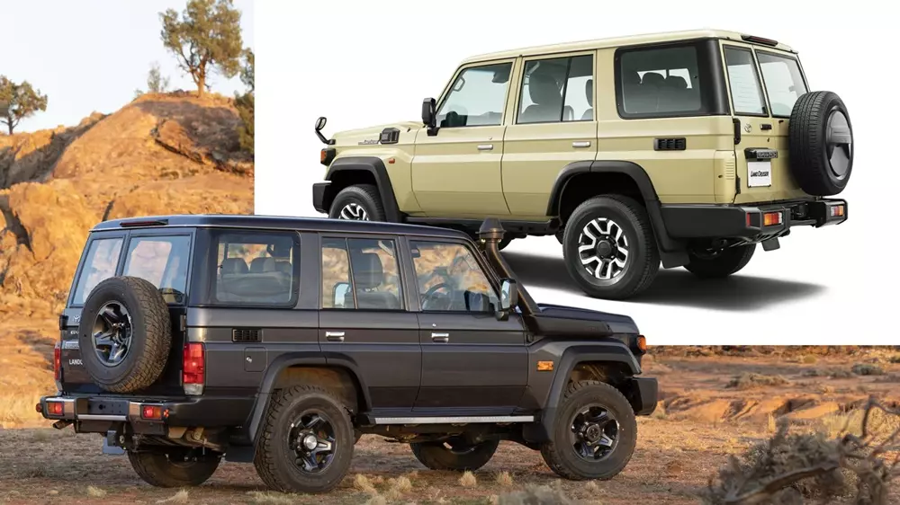 Toyota Land Cruiser 70 Series dành cho Nhật Bản (trên) và xe ở các thị trường khác (dưới)