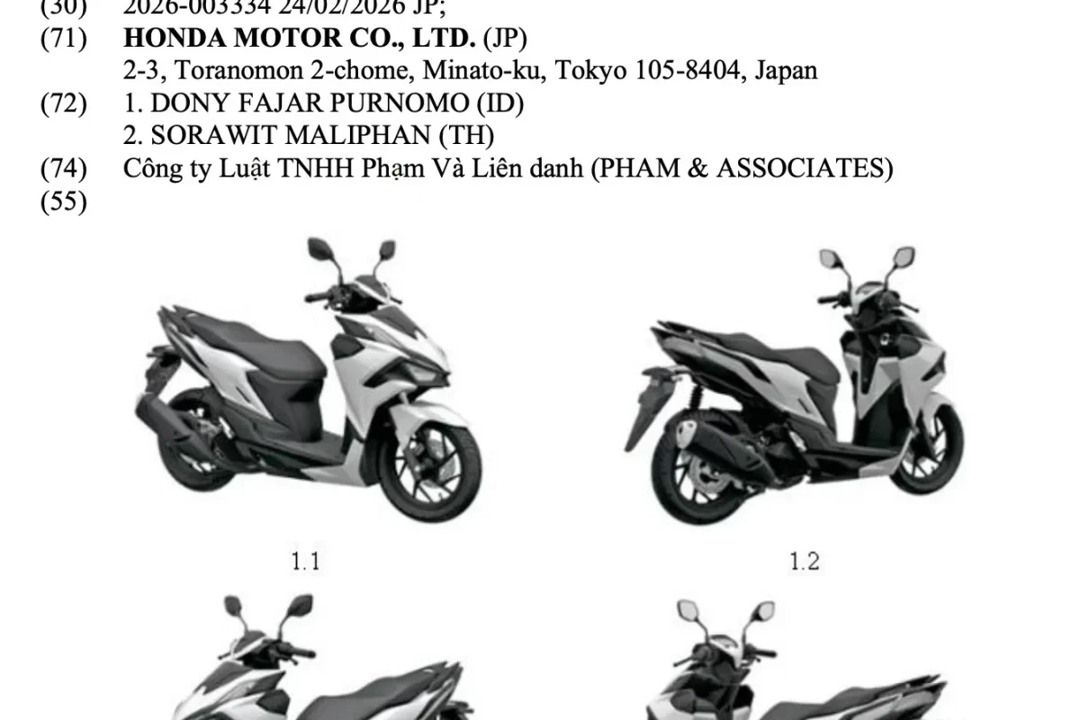 Honda Vario Evo 160 2026 đăng ký bảo hộ tại Việt Nam